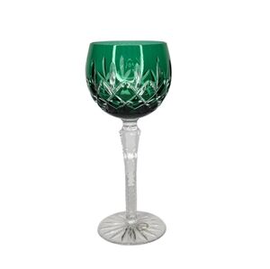Arabella Ajka Emerald Green Cut-To-Clear 8-1/4" HOCK WINE GLASS Hungary